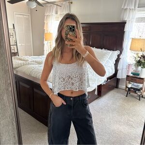 Free People Lace Sequin Skinny Strap Top